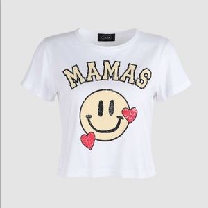 Cider Graphic Mamas Smiley Face Crop Tee